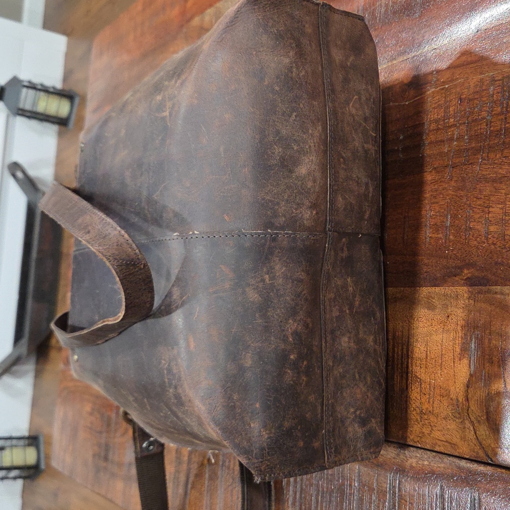 Vintage Genuine Brown Leather Men's Bag - Picture 8 of 14
